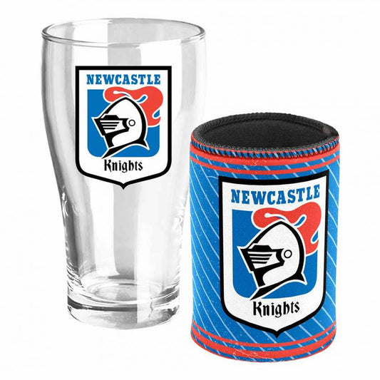 Newcastle Knights Heritage Pint Glass & Can Cooler Pack