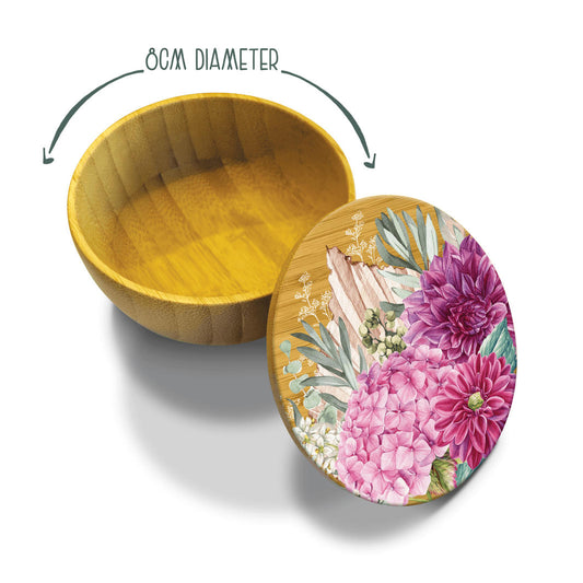 Small Bamboo Bowl with lid Chrysanthemum