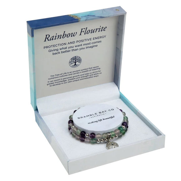 Bramble Bay Duo Bracelet - Rainbow Flourite Rhodium