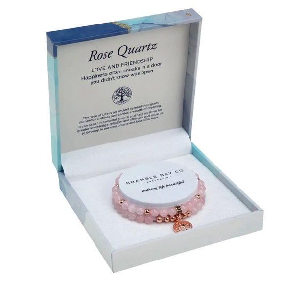 Bramble Bay Duo Bracelet - Rose Quartz Rose Gold