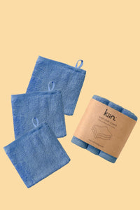 kiin Wash Cloths 3pack - Blue Shadow