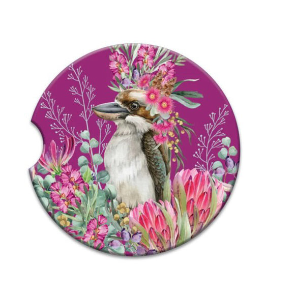 Blush Kookaburra Car Coaster - Lisa Pollock