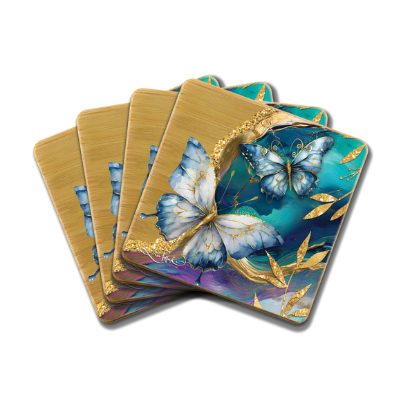 Tranquil Butterflies / Bamboo Coaster Set - Lisa Pollock