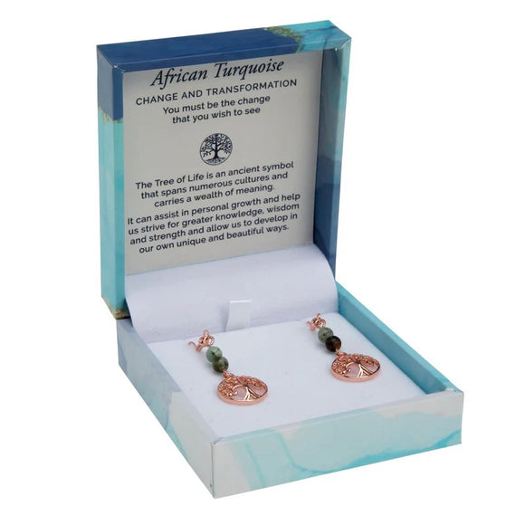 Bramble Bay Duo Earrings - African Turquoise Rose Gold