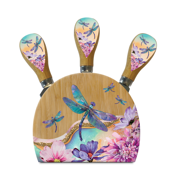 Delightful Dragonflies / Magnetic Cheese Knife Block - Lisa Pollock