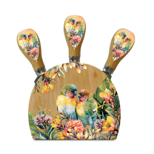 Sunset Love Birds / Magnetic Cheese Knife Block - Lisa Pollock