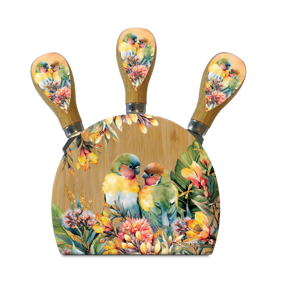 Sunset Love Birds / Magnetic Cheese Knife Block - Lisa Pollock