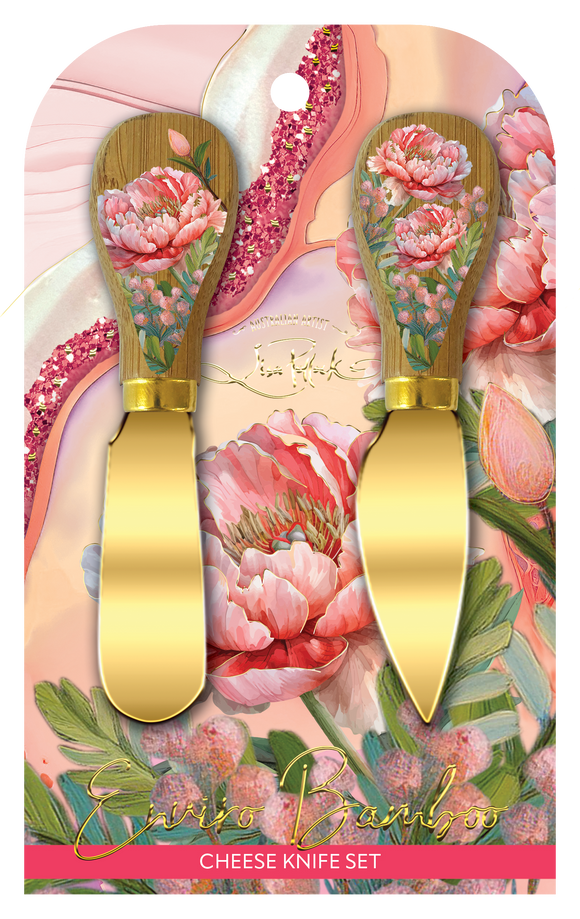 LP - Set of 2 Cheese Knives - Coral peony