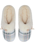 Womens Slides Cream Plaid - SPLOSH SnuggUps