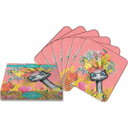 Emu-Sing / Set Of 6 Coasters - Lisa Pollock