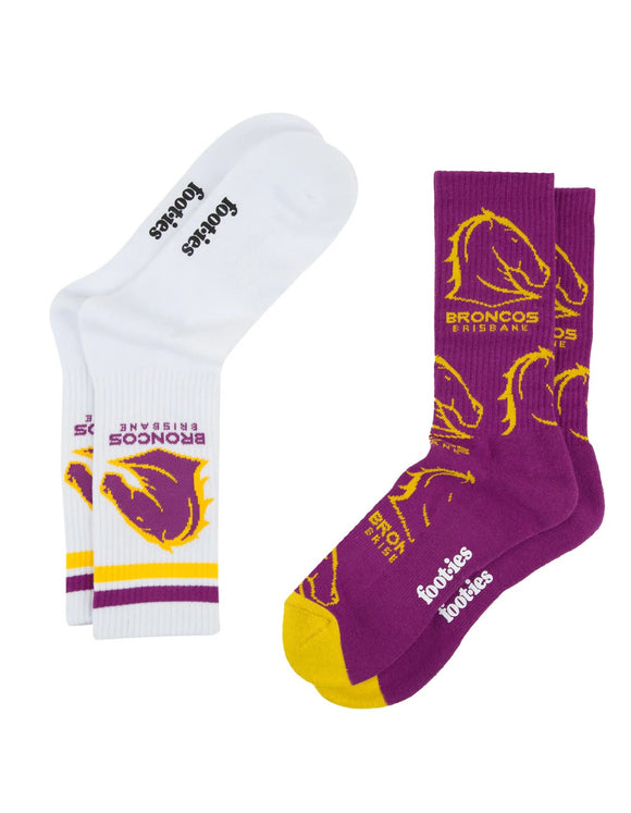 NRL Logo Sneaker Socks - Broncos