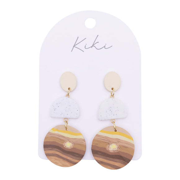 Beigw Brown Dangle Earrings - Kiki