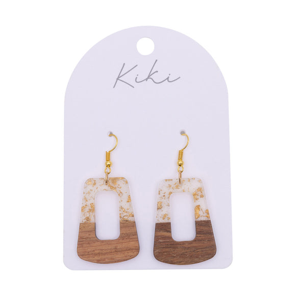 Gold Wood Loop Earrings - Kiki