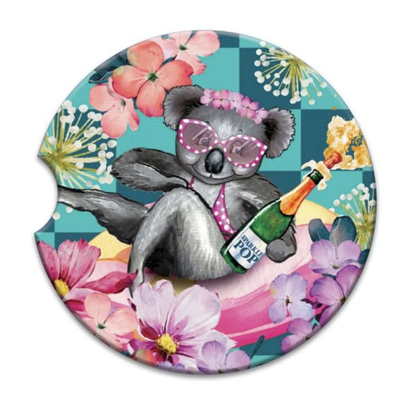 Koala Champagne Car Coaster - Lisa Pollock