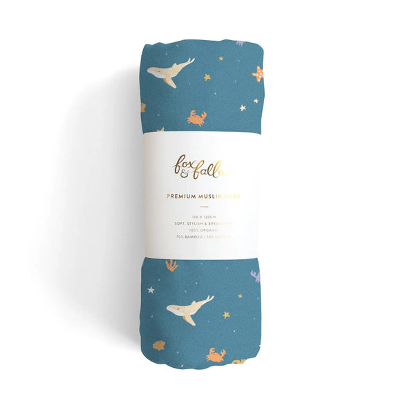 FOX & FALLOW MUSLIN WARP- OCEAN CREATURES MARINE