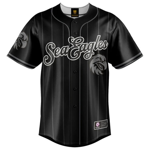 Kids NRL Blackout Baseball Jersey - Sea Eagles