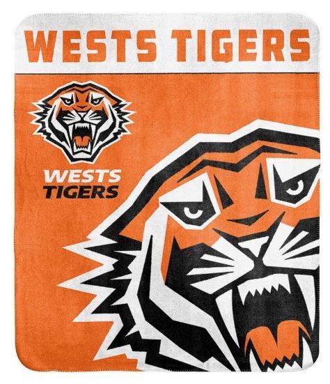 NRL POLAR FLEECE BLANKET WESTS TIGERS