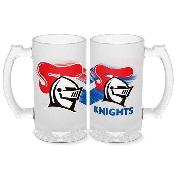 NRL Frosted Stein 500ml -Knights