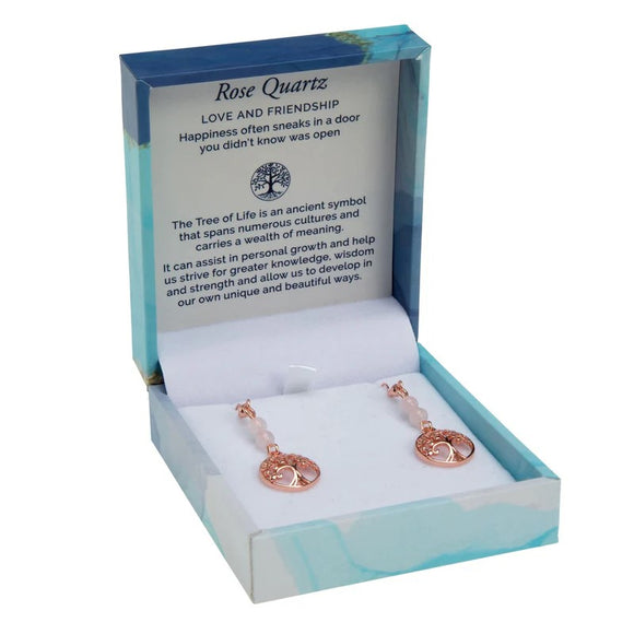Bramble Bay Duo Earrings - Rose Quartz Rhodium