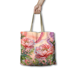 Coral Peony Shopping Bag - Lisa Pollock