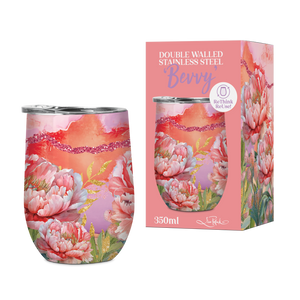 Stainless Steel Double Walled Bevvy - Coral peony