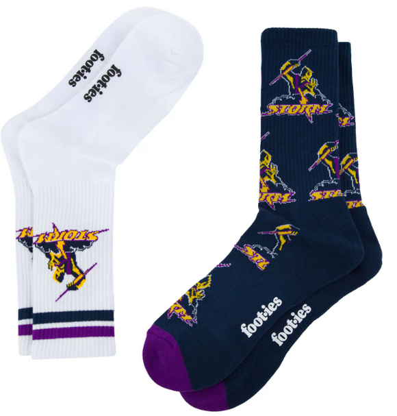 NRL Retro Sneaker Socks - Storm / AU 8-13
