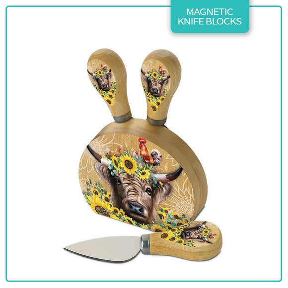 Sunny Highland / Magnetic Cheese Knife Block - Lisa Pollock