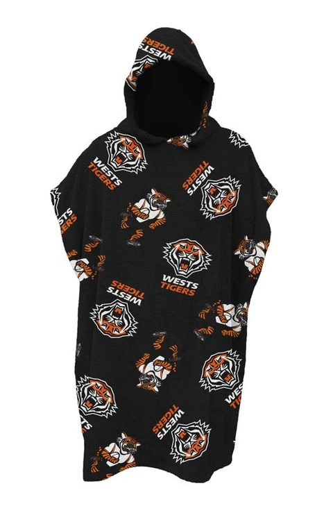 NRL Youth Hooded Beach Towel - West Tigers