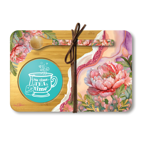 Coral Peony Tea Time Tray - Lisa Pollock