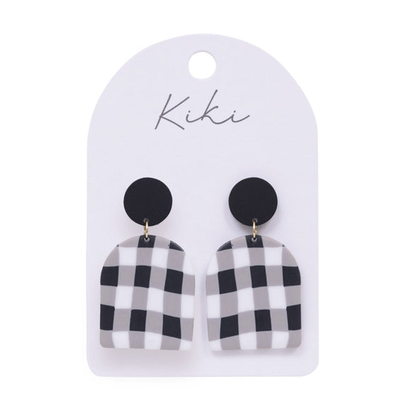 B&W Gingham Earrings - Kiki