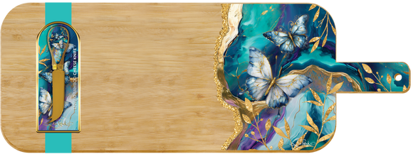Resin Serving Platter + Cheese knife - Tranquil Butterflies