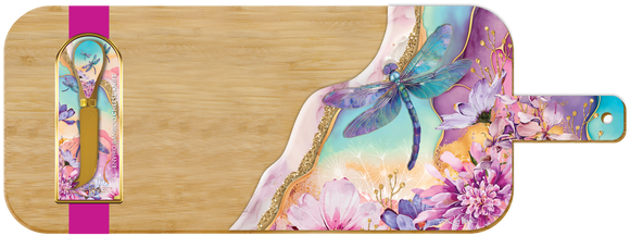Resin Serving Platter + Cheese Knife - Delightful Dragonflies