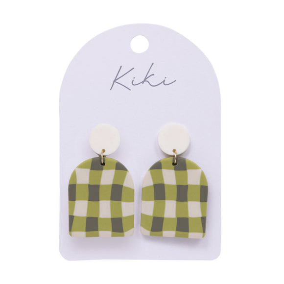 Green Gingham Earrings - Kiki