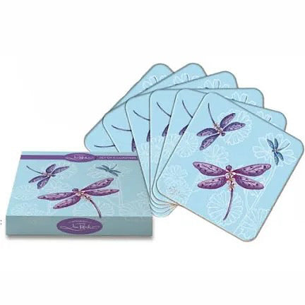 Lavender Dragonflys / Set Of 6 Coasters - Lisa Pollock