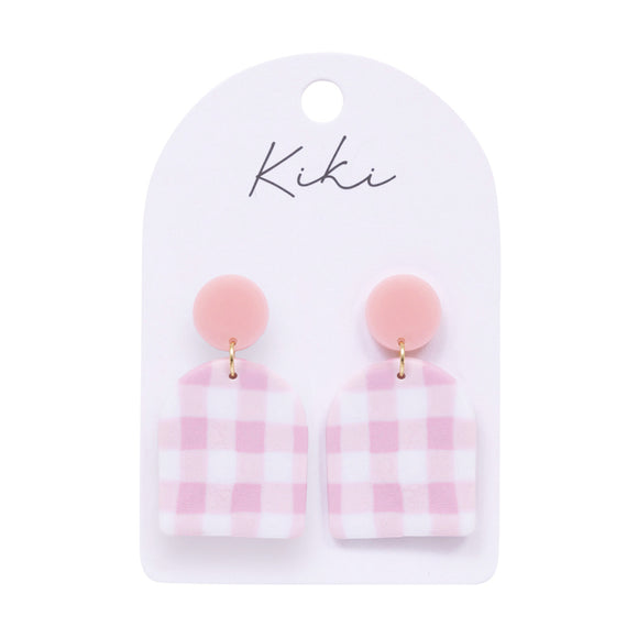 Pink Gingham Earrings - Kiki