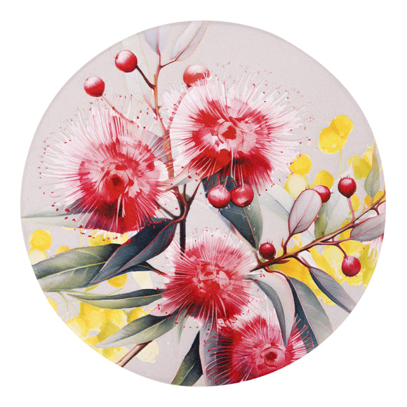 Red Wattle Ceramic Coaster - Native Blooms