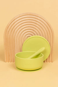 KIIN SILICONE SUCTION BOWL LID+SPOON APPLE