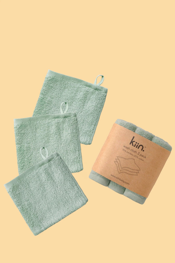 KIIN WASHCLOTHS 3 PACK SAGE