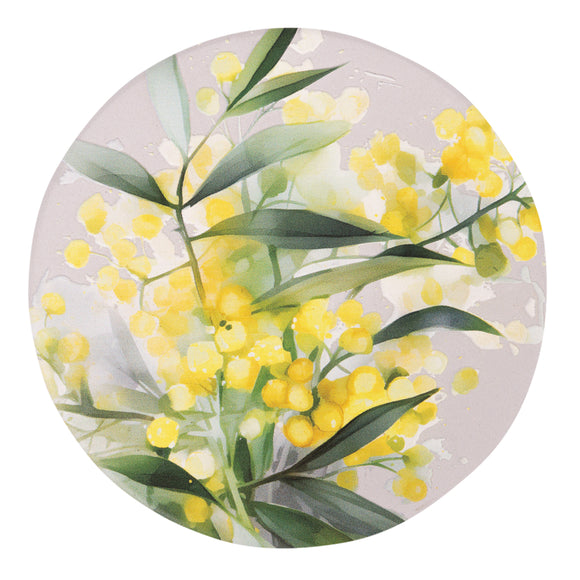 Yellow Wattle Ceramic Coaster - Native Blooms