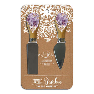 Set of 2 Cheese Knives Purple Orchid