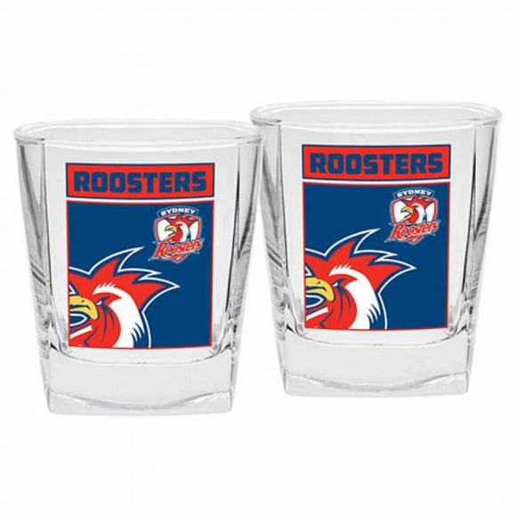 NRL Spirit Glasses Set Of 2 Roosters